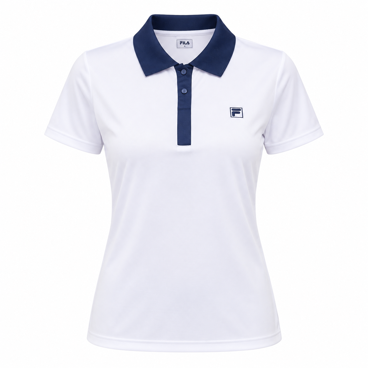 Camisa Polo Fila Fbox Tennis Basic II  Feminina - Branca e Marinho
